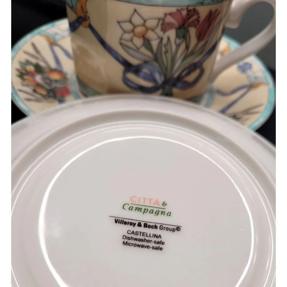 VILLEROY & BOCH Citta Campagna Castellina Cups & Saucers, Discontinued, Vintage